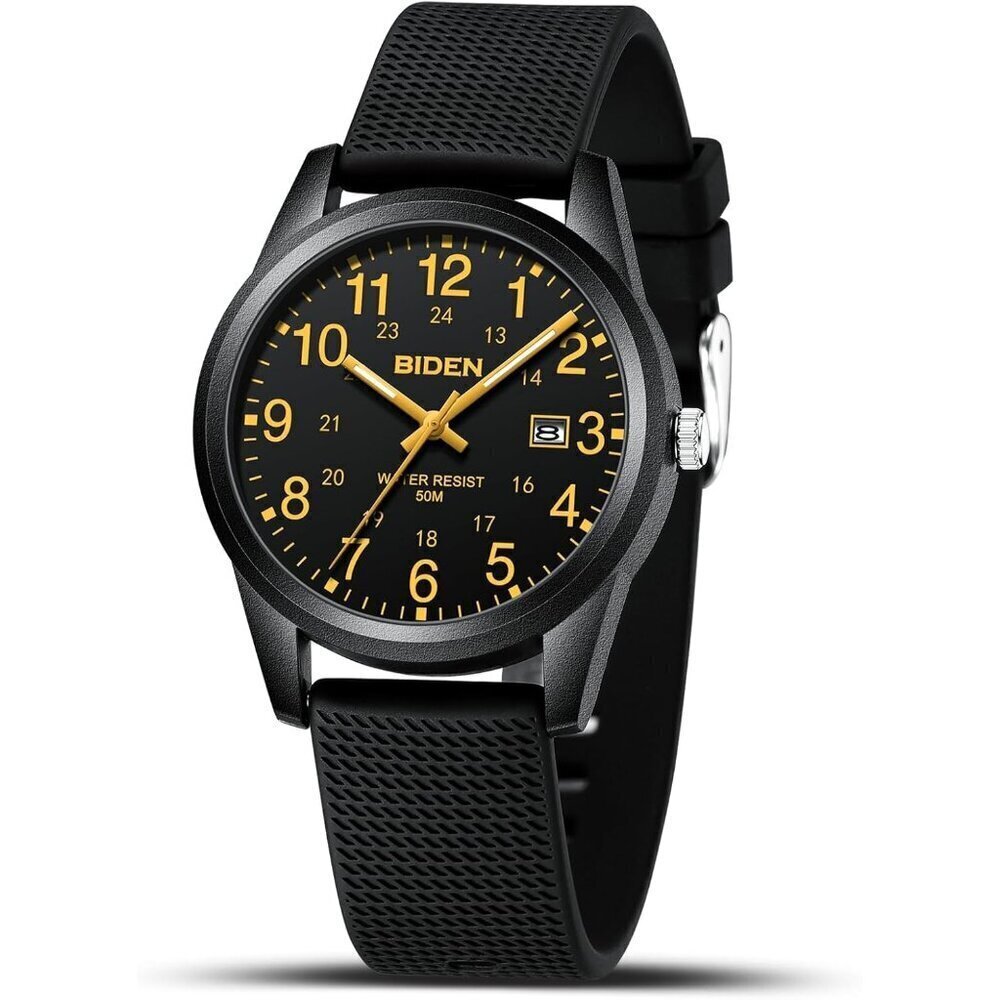 β‘Black Yellow11 Mens Watch Analog Quartz Sports Unisex Fashion Casual Designer